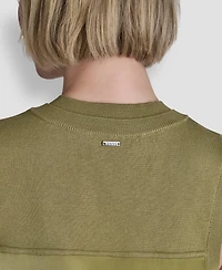 Dkny Women's Mixed Media V-Neck Sleeveless Sweater