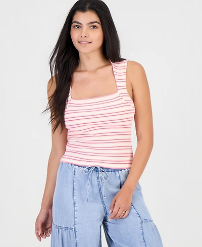 Madden Girl Juniors' Striped Ribbed Knit Sleeveless Top