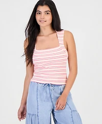 Madden Girl Juniors' Striped Ribbed Knit Sleeveless Top