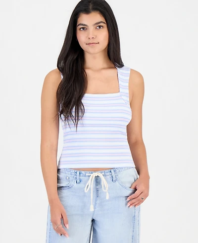 Madden Girl Juniors' Striped Ribbed Knit Sleeveless Top