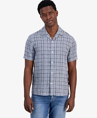 Michael Kors Men's Linen Thames Check Button-Up Shirt