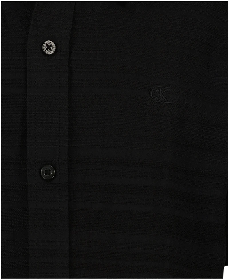 Calvin Klein Boys' 8-20 Texture Stripe Woven Short-Sleeve Shirt