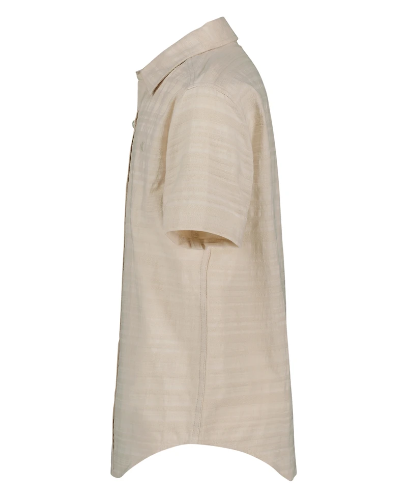 Calvin Klein Boys' 8-20 Texture Stripe Woven Short-Sleeve Shirt