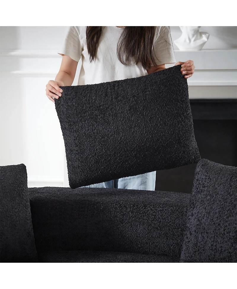 Clihome 106.3-inch V-Shape Modular Sectional Sofa with Throw Pillows