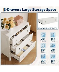 gaomon Dresser for Bedroom, Chest of Dressers, 30" Tall Dresser for Closet with 3 Drawers, Nightstand Large Clothes Storage Cabinet for Bedroom