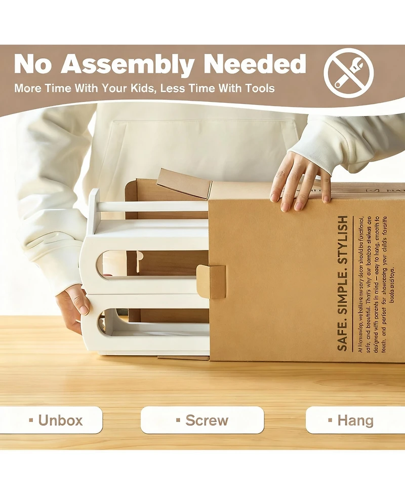 Yigii Solid Bamboo Wall Shelves