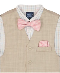 Nautica Toddler & Boys' 2T-7 Sharskin Vest, Check Shirt, Pocket Square, Pants Bowtie, 5-Piece Set