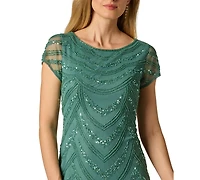 Adrianna Papell Embellished Godet-Inset Gown