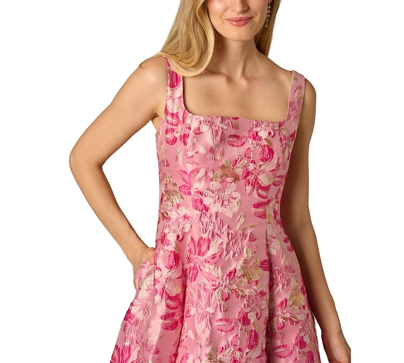 Adrianna Papell Women's Square Neck Border Gown