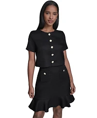 Karl Lagerfeld Paris Women's Crewneck Ruffle Hem Dress
