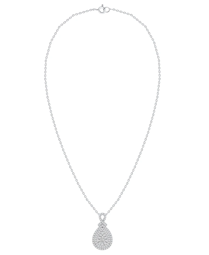 Macy's Diamond (1 ct. t.w.) Pendant Necklace Set in Sterling Silver White Rhodium