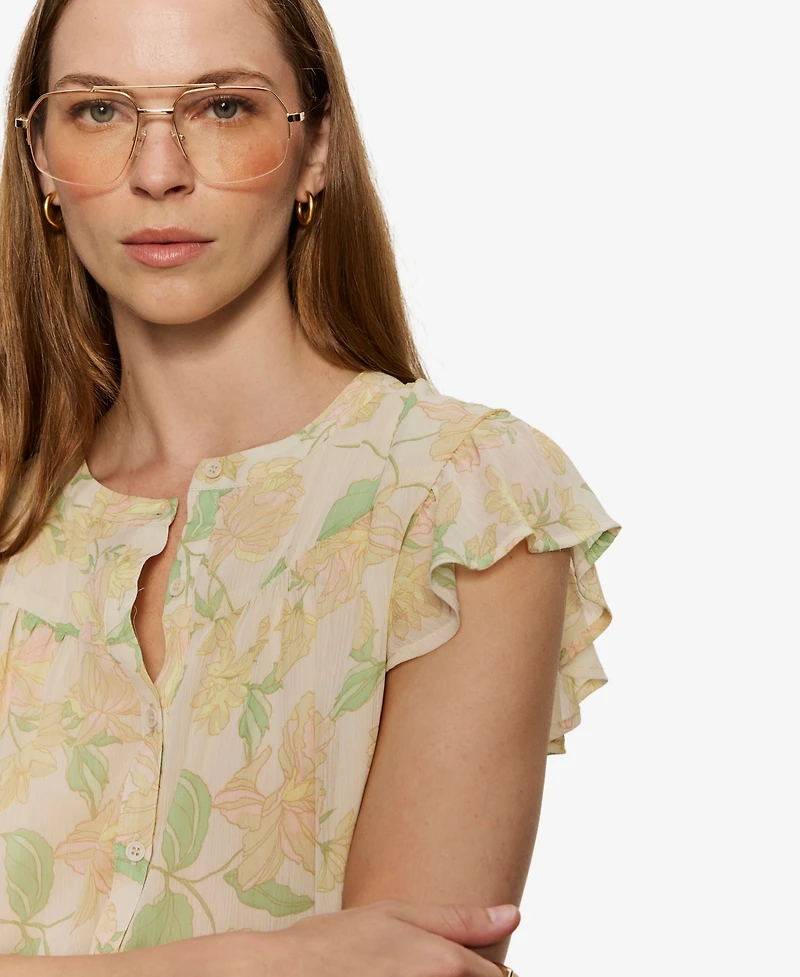 Sanctuary Petite Free Spirited Collared Ruffle Top