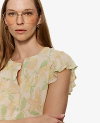 Sanctuary Petite Free Spirited Collared Ruffle Top