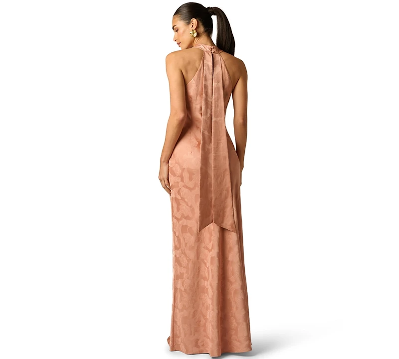 Adrianna Women's Halter Neck Tail Woven Ball Gown