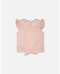 Deux par Big Girls Stripes with Crochet Collar Sleeveless Shirt