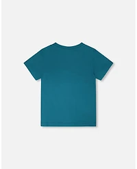 Deux par Toddler Boys Atlantic Green Printed Cotton Jersey T Shirt