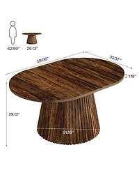 Tribesigns 59" Oval Wooden Dining Table with Heavy Pedestal