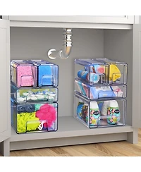 Sorbus 3 Piece Clear Stackable Storage Drawers Case with Handles - for Bathroom, Closet, Pantry, Cabinet, Medicine & Baby Bottle Storage