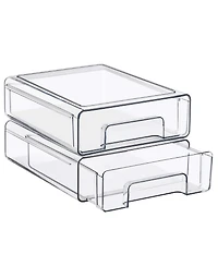 Sorbus 2-Pack Medium Clear Stackable Storage Drawers Case with Handles - for Bathroom, Closet, Pantry, Cabinet, Medicine & Baby Bottle Storage
