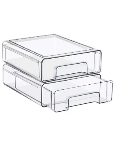 Sorbus 2 Pack Medium Clear Stackable Storage Drawers Case With Handles For Bathroom Closet Pantry Cabinet Medicine Baby Bottle Storage
