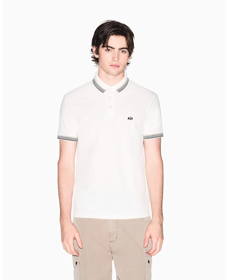 A|X Armani Exchange Men's Short Sleeve Pique Tipping Polo Shirt