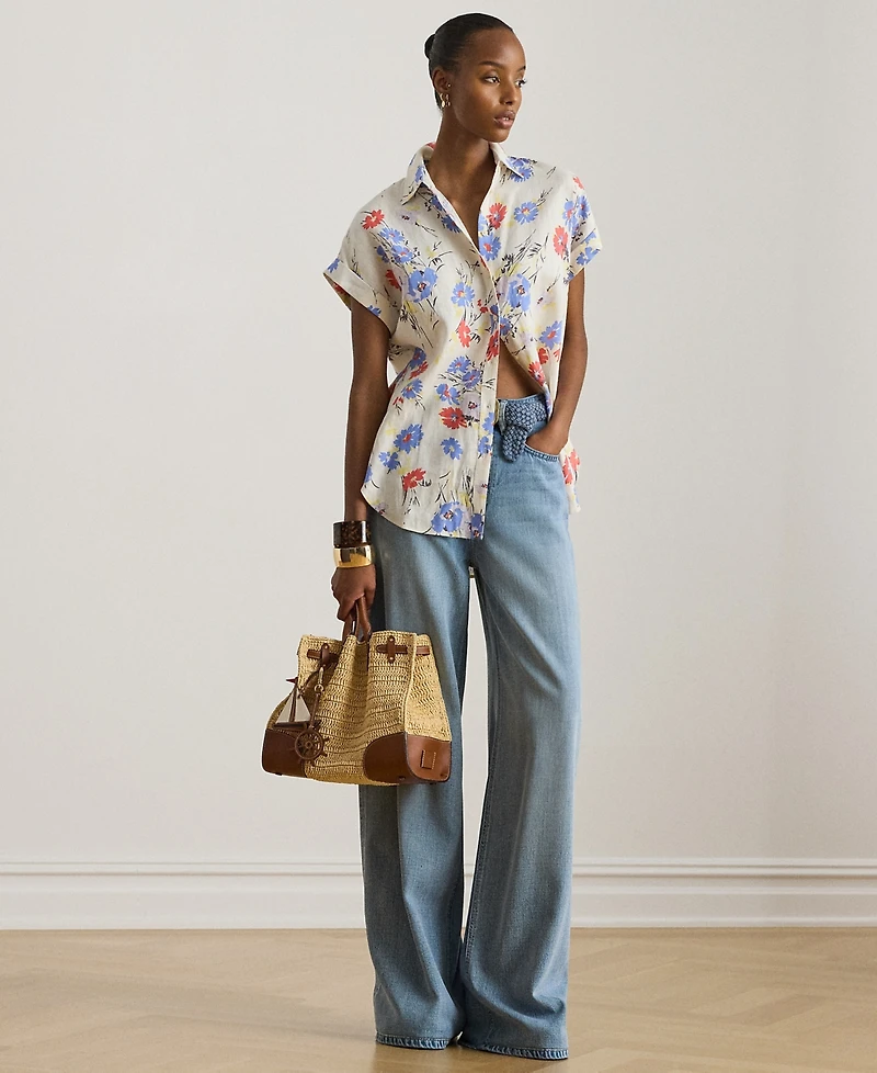 Lauren Ralph Petite Floral Short-Sleeve Shirt