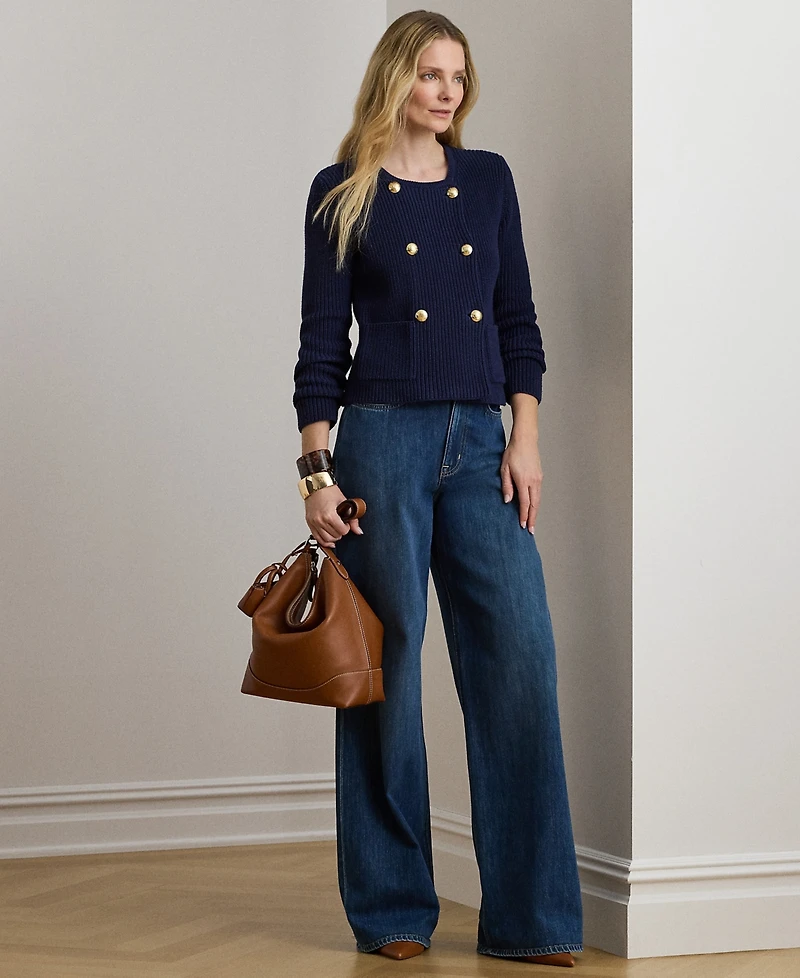 Lauren Ralph Petite Ranjan Double-Breasted Sweater Jacket