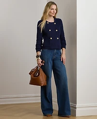 Lauren Ralph Petite Ranjan Double-Breasted Sweater Jacket