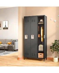 Yigii 3-Door Steel Employee Locker with Spacious Storage for Various Uses