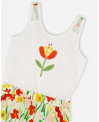 Deux par Toddler Girls Jersey and Viscose Romper White