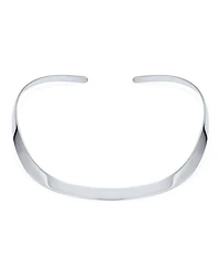 Bling Jewelry Modern Flat Contoured Collar Curved Statement Choker Necklace .925 Silver Sterling