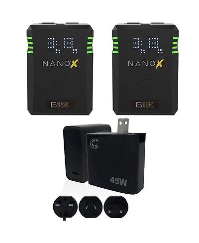 Core Swx Nanox Micro 150 150Wh 14.8V 9900mAh Smart Gold-Mount Battery, Bundle with Xpd-45 45W Universal Usb-c Pd Wall Charger