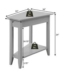 Convenience Concepts 24" Rubber wood Ah Wedge End Table with Shelf