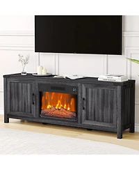 gaomon Fireplace Tv Stand for 65" Tv with Overheat Protection, Remote, Led, Storage Cabinets, Farmhouse Style