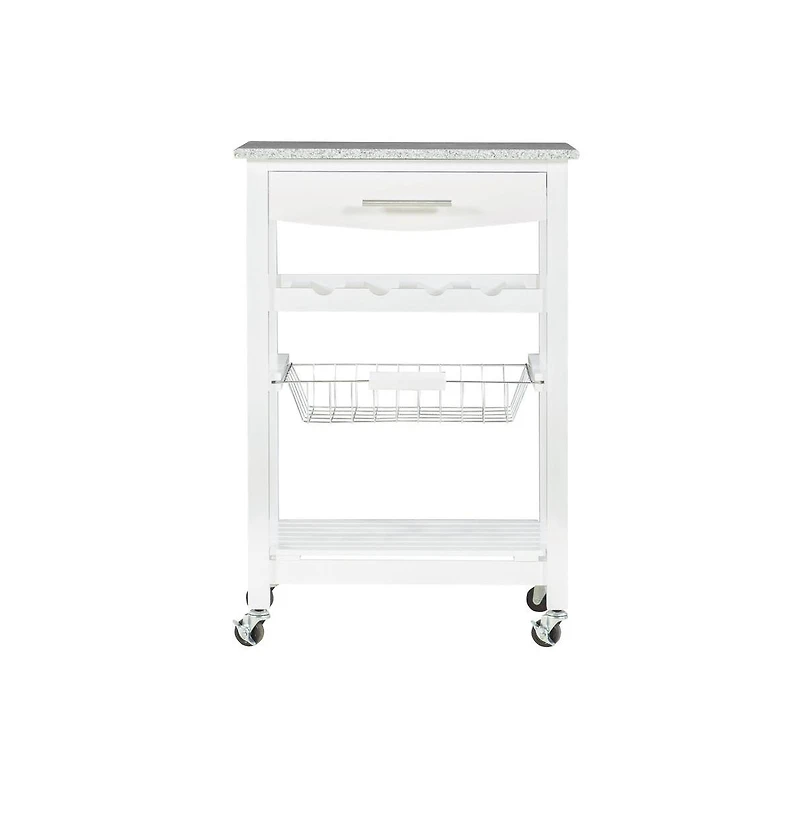 Linon Roger White Kitchen Island Granite Top