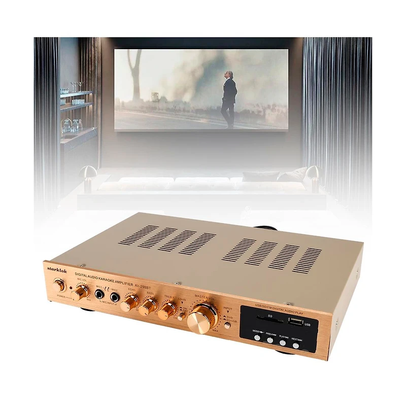 Artudatech 5-Channel 2000W Peak Av Surround Amplifier, Ultra-Thin Aluminum Body with Bluetooth 5.0, Usb/Sd & Fm Radio