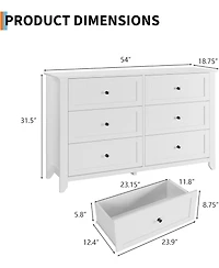 gaomon 6 Drawers Dresser for Bedroom, 54" W Modern Storage Chest of Drawers for Clothes, Storage Dressers Organizer with Deep Drawers for Living