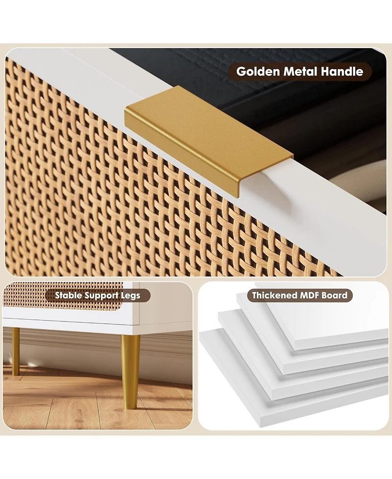 Gaomon Rattan 6 Drawer Dresser, Tall Modern Wooden Chest with Deep Storage & Wide Top for Bedroom or Closet