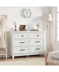 gaomon 6 Dresser for Bedroom, 47 in Wide Drawer Dresser with Storage Freestanding, Wooden Closet Storage Chest for Living Room, Bedroom