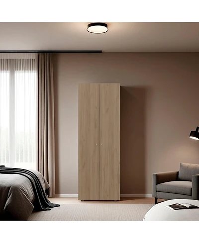 Fm Furniture World 2-Door Tall Wardrobe Cabinet, 4 Shelves, Vertical Storage