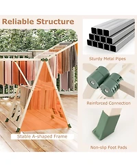 Ecooso Clothes Drying Rack with Height-Adjustable Wings, Folding Laundry