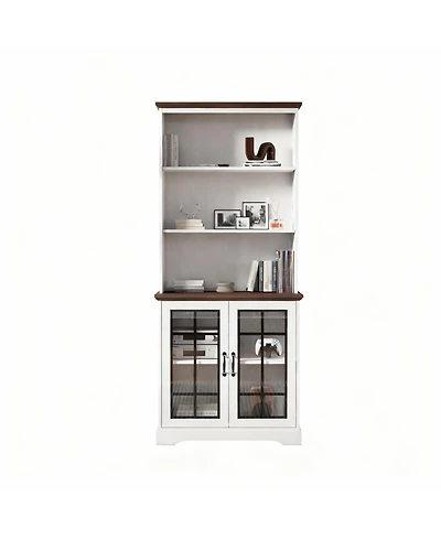 Yigii 5-Tier Adjustable Storage Bookshelf with Cabinet-Adjustable 72" Tall bookcase for Living Rooms and Offices