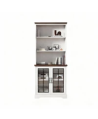 Yigii 5-Tier Adjustable Storage Bookshelf with Cabinet-Adjustable 72" Tall bookcase for Living Rooms and Offices