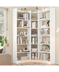 Yigii L Shaped Corner Bookshelf 6 Tiers Storage Display Rack