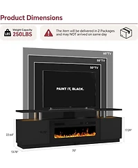 gaomon Fireplace Tv Stand for 70" Tv with 36" Fireplace Heater, Entertainment Center with Cabinets & Shelves, Media Console