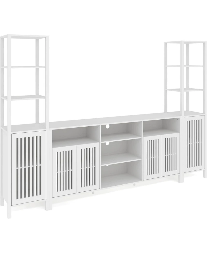 gaomon Farmhouse Tv Stand for 70-Inch TVs, Entertainment Center with Bookshelves, Storage Cabinet & Adjustable Shelves