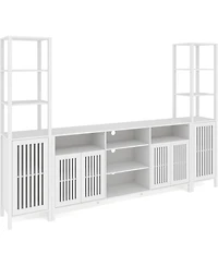 gaomon Farmhouse Tv Stand for 70-Inch TVs, Entertainment Center with Bookshelves, Storage Cabinet & Adjustable Shelves