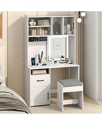 Volenca 67" Tall Vanity Set with Mirror and Charging Station, Makeup Dressing Table