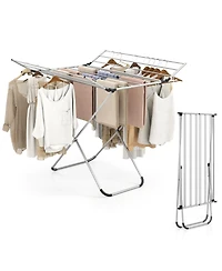 Ecooso Folding Aluminum Clothes Drying Rack with 2 Side Wings, Laundry Airer