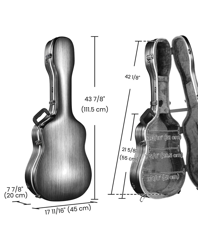 Yescom Abs Acoustic Guitar Case with Backpack Straps & Stand Kit Fits for 41" Lockable Hardshell Carrying Case